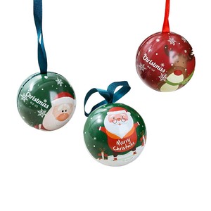 Có Thể Tái Chế Sáng Tạo Giáng Sinh Kẹo Tin Bóng <span class=keywords><strong>Jar</strong></span> Tinplate Hình Cầu Vòng Hộp Quà Tặng Thân Thiện Với Môi Bao Bì - Product Image 1