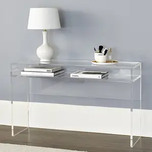 Lucite ev sanat temizle şeffaf özel boyut akrilik mobilya masalar sehpa dergi raf yatak odası için