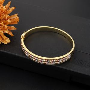 Jxx Juego de 2 piezas de anillos y brazaletes abiertos con dijes, chapados en oro de 24k, anillos de cuentas bicolor para mujer, joyería - Product Image 4