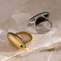 Bagues J&D minimalistes en acier inoxydable plaqué or 18 carats, texture irrégulière, forme goutte d'eau, pour fiançailles, anniversaire, fête
