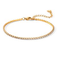 Bracelet en acier inoxydable incrusté de zircon, plaqué or 18 carats, bijoux pour femmes, luxe discret, polyvalent, inaltérable