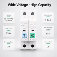 Interrupteur intelligent WiFi industriel 2P en cuivre avec compteur d'énergie MCB 63A, disjoncteur miniature, surveillance kWh, relais temporisé, montage sur rail DIN en plastique