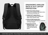 Sac à dos pour ordinateur portable en tissu Oxford imperméable avec fermeture éclair, motif lettres, doublure en polyester pour voyage, bureau et école