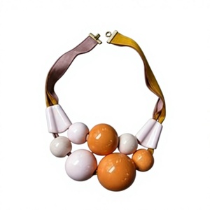 Collier Statement Multicouche de Qualité Supérieure pour Femme, Perles en Résine et Acrylique, Chaîne à Maillons, Design Géométrique, Bijou de Fête, Cadeau - Product Image 5