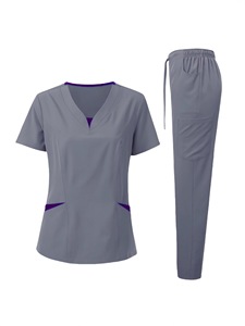 Ensembles de blouses et pantalons de travail multicolores tissés 95% polyester + 5% élasthanne, extensibles, à jambe droite, avec détection d'aiguilles, pour cliniques médicales - Product Image 5