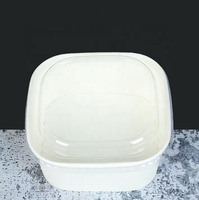 Witte Voedsel Afhaalcontainers Kraftpapier Wegwerp Vierkante Ronde Papieren Kom Met Doorzichtige Deksels Voor Salade Sandwich Fruit