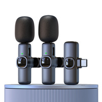 Nouveau microphone cravate sans fil J3, mini, conception un émetteur deux récepteurs, pour diffusion en direct transfrontalière, réduction du bruit, 20Hz-20KHz, lumières LED