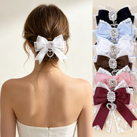 Clip Nœud en Ruban Dentelle pour Sac Ita, Nœud Papillon Cœur Diamant, Accessoire de Décoration pour Sacs à Dos Lolita pour Filles