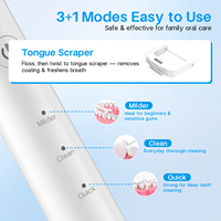 Limpiador Dental Eléctrico Inalámbrico con Carga Inalámbrica, 3 Modos, Raspador de Lengua Sónico, Resistente al Agua IPX7, 60 Días de Duración de la Batería, Portátil