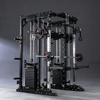 Rack de musculation robuste avec machine Smith, rails de guidage chromés et verrou de sécurité pour salle de sport et studio commerciaux