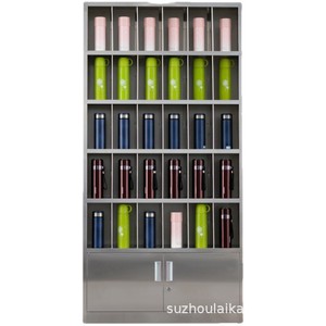 Gabinete para tazas de agua de acero inoxidable Leica, estante de almacenamiento para oficina con cerradura de 6 niveles, organizador de tazas de té con múltiples compartimentos - Product Image 1