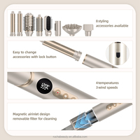 RUCHA – Coiffeur multifonction 8 en 1, moteur BLDC 1400 W, poignée pliable avec écran LCD, sèche-cheveux ionique et brosse