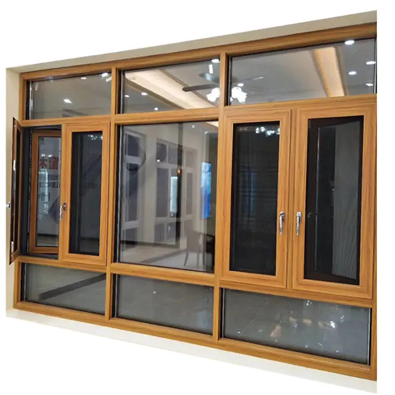 Ventanas fijas y abatibles térmicas de madera maciza revestidas de aleación de aluminio de gran tamaño de gama alta CBMmart