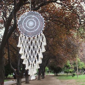<span class=keywords><strong>Attrape</strong></span>-rêves en macramé tissé à la main en coton blanc, style bohème, avec long pompon détachable, pour contenants alimentaires - Product Image 5