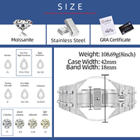 Ensemble bracelet et lunette de montre en acier inoxydable de luxe, sertis de diamants (testés au testeur), style 'Iced Out', pour hommes, compatible avec les montres Royal Pop