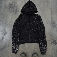Fabricant de vêtements sur mesure – Nouveaux sweats à capuche zippés intégralement avec strass pour hommes – Blouson à capuche en strass de haute qualité pour hommes