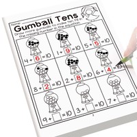 Pack de feuilles de travail d'addition et de soustraction pour la maternelle, livre d'activités mathématiques amusantes pour enfants, liens numériques, coloriage par réponse, entraînement mathématique