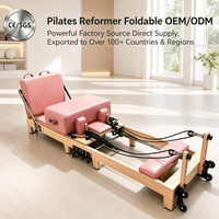 Reformer Pilates en chêne pliable et réglable, portable, de qualité supérieure, pour studio commercial, avec fonctionnement silencieux et ensemble complet