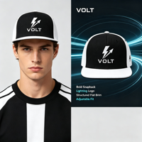 Casquette Snapback Hip Hop Bicolore Noir et Blanc avec Broderie Volt, Casquette Snapback Tendance Urbaine pour Tenues Décontractées, Sportives et Quotidiennes