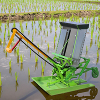 Petit transplanteur de riz à manivelle domestique à 2 rangées Machine de plantation de riz agricole équipement de culture de semis