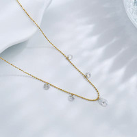 Collana con Pendente in Oro 18K e Diamanti Coltivati in Laboratorio, Stile Galaxy, Regolabile, Minimalista, Gioielli Raffinati per Donne