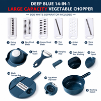 Hotseller 16-in-1 multifunctionele handmatige groentehakker, aardappelsnijder, rasp, cutter, mini-voedselprocessor