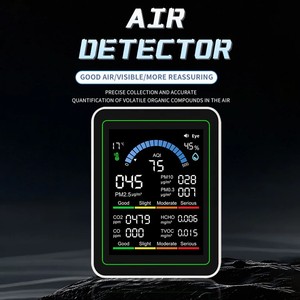 Détecteur de qualité de l'air CO2 10-en-1, testeur PM03 PM10 PM25 PM10 HCHO TVOC, thermomètre hygromètre, moniteur de dioxyde de carbone LCD - Product Image 1