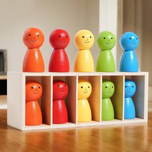 Jouets en bois Montessori, exercice de correspondance des couleurs, coordination œil-main, jouets éducatifs interactifs parent-enfant - Product Image 1