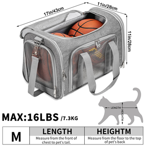<b>Cat</b> & Small Dog Outdoor Portable Breathable Zipper Closure Rectangular Shape Pet Carrier for Travel - Product Image 2