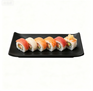 Assiette de service rectangulaire en mélamine noir mat pour viande grillée, sushi, <span class=keywords><strong>saury</strong></span> et cuisine japonaise, usage en restaurant - Product Image 4