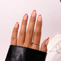 30 pièces de faux ongles en acrylique à presser, style français, faux ongles de haute qualité, faux ongles en amande, étui pour faux ongles, étiquette privée, faux ongles à presser
