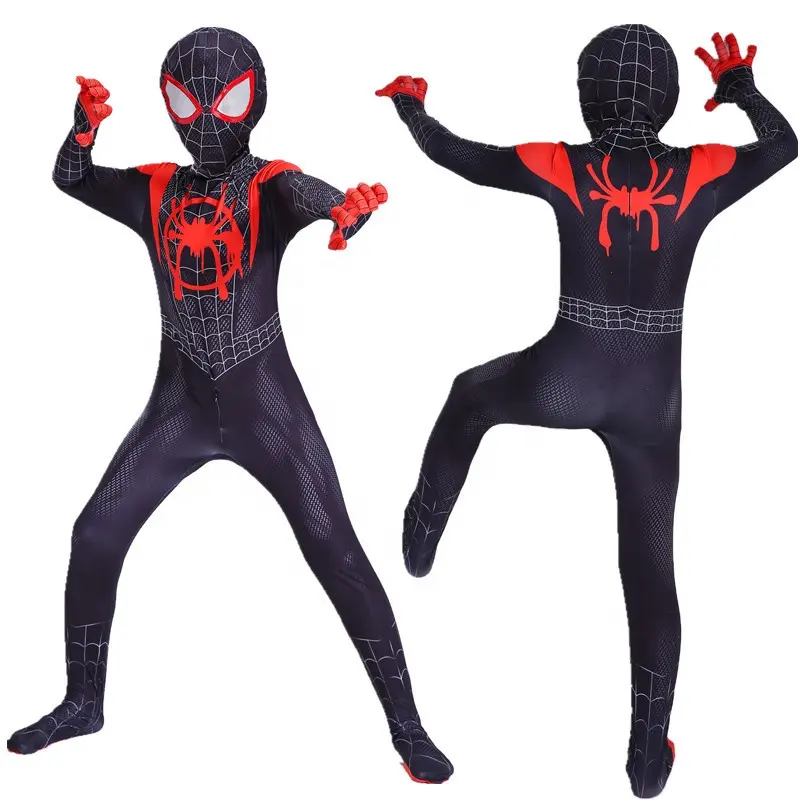 Fantasia infantil de homem-aranha, cosplay de miles morales para halloween e festas