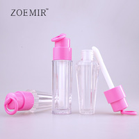 3,5ml Einzigartige Lipgloss-Tube mit Schlüsselanhänger Rosa-Lila Deckel Lipgloss-Flasche Klare Flüssig-Lippenstift-Verpackung mit Schlüsselring