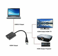Câble adaptateur USB 3.0 vers HDMI noir, mâle vers femelle, vidéo 1080P HD, convertisseur adaptateur PC pour TV HDTV avec audio