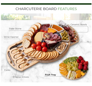 ชุดเขียงไม้ไผ่รูปหัวใจสุดหรู เป็นมิตรกับสิ่งแวดล้อม พร้อมถาดเสิร์ฟอาหารเรียกน้ำย่อย มีด ส้อม ที่ใส่ไวน์ - Product Image 2