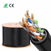 Pabrik Xunfa Kabel Jaringan Luar Ruangan UTP SFTP OEM ODM Cat5e 24AWG CCA Tembaga Isolasi PE Kabel Jaringan Kustom