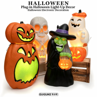 Nouvelle figurine lumineuse à piquer dans le sol pour Halloween, décoration transfrontalière : fantôme, citrouille, squelette, sorcière pour aménagement de scène extérieure de jardin