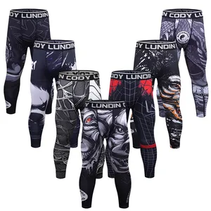 Cody Lundin Men MMA BJJ Long Pants Jiu Jitsu Boxing Leggings Gym Elastic Waist Nylon Trousers Gym Fitness Cycling Surfing Pants