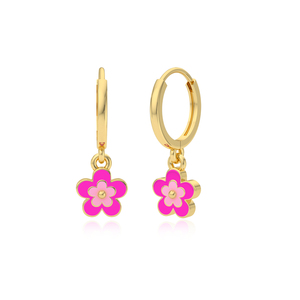ROXI Designers - Pendientes de Aro con Diseño de Flor Esmaltada y Circonitas, Chapados en Oro de 18k, Plata de Ley S925, Regalo para Bodas y Fiestas - Product Image 3
