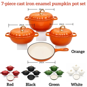 Robustes Emailliertes Gusseisen-Kochgeschirr-<span class=keywords><strong>Set</strong></span> mit Schmortopf und Pfannen für Brotbacken, Schmoren und Kochen - Product Image 6