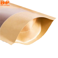 Sachets Doypack Personnalisés en Papier Kraft Brun et Blanc avec Fenêtre, Refermables, pour Aliments, Poudres, Thé et Café