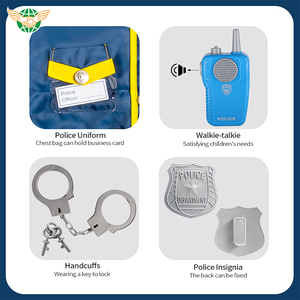 7 pezzi polizia finta Set di giochi per bambini uniforme della polizia vestito poliziotto gioco di ruolo con strumenti per giocattoli per ragazzi e ragazze - Product Image 3