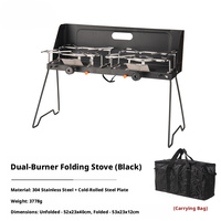 Réchaud à gaz double portable pliable pour camping en extérieur, cuisinière à cartouche pour voiture, barbecue de voyage