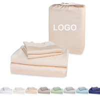 Parure de draps 4 pièces en microfibre tissée, moderne et personnalisable, pour le marché américain, rafraîchissante pour l'été, 300 fils, écologique, durable et respirante