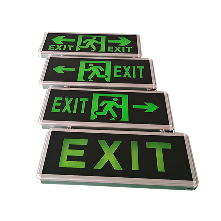 Automatic Fire Safety Glass Panel Pictogram Double Sided LED Emergency Exit Sign Box