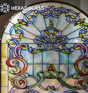 <span class=keywords><strong>Prix</strong></span> de fabrication vitrail personnalisé église au plomb Tiffany église fenêtres vitrail fleur dôme fenêtre forme personnalisée - Product Image 5