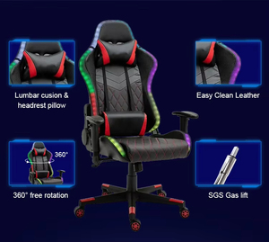Nueva Silla Gamer RGB Colorida para Computadora, Silla de Juego Negra para PC, Diseño Moderno y Profesional para Sala de Juegos, Modelo 5934 - Product Image 4