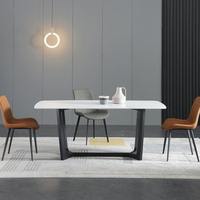 Ensemble de table à manger de luxe 6 places, moderne, en acier inoxydable et marbre, pour salon et cuisine de restaurant