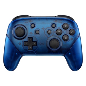 EXtremeRate Coque de remplacement complète transparente bleue avec poignées pour manette Switch Pro - Product Image 3