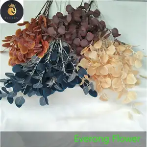 Wholesale Cheap 88cm Artificial Silk Eucalyptus Branch Green Wedding Leaves Brown